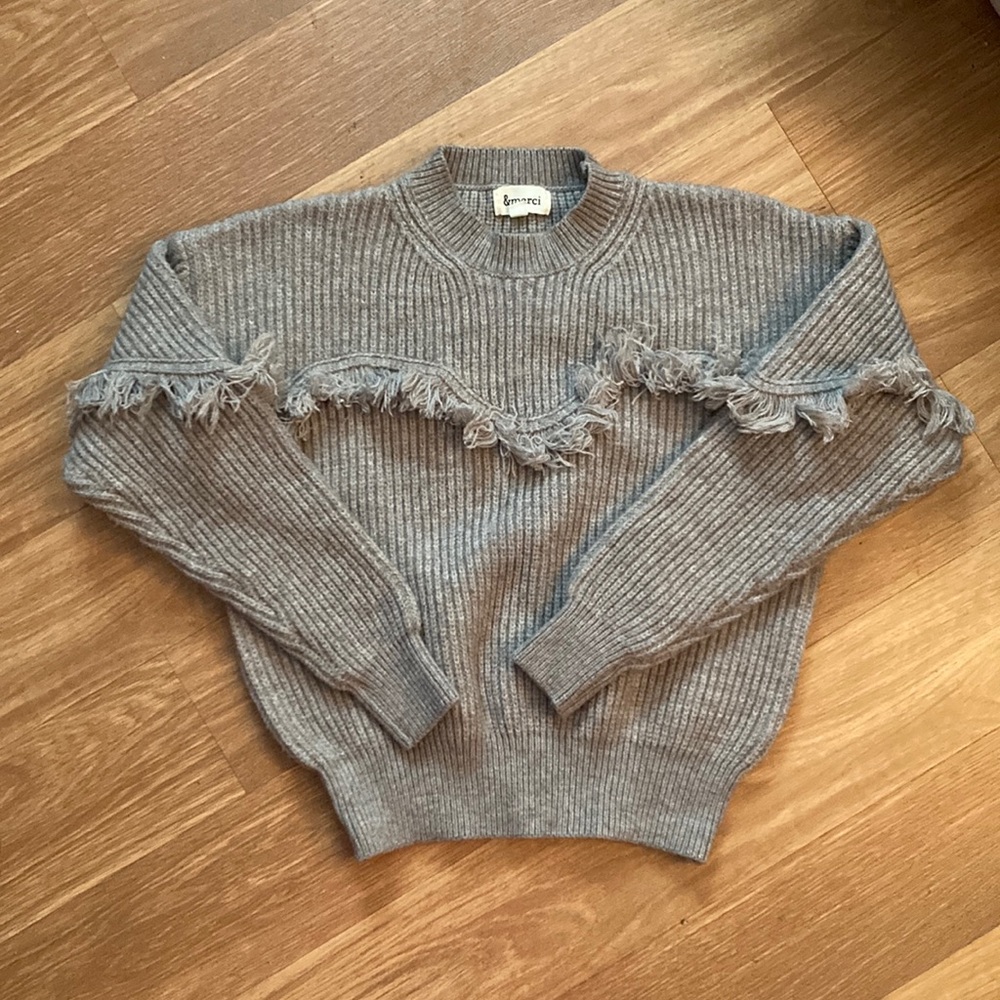 Gray Sweater with fringe